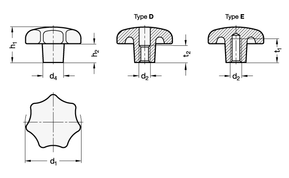 Star Knobs DIN 6336 sketch