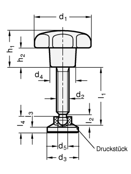 Sterngriffschrauben Gewindestift Edelstahl GN 6336.12 Skizze