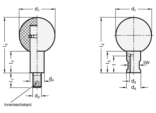 Drehbare Kugelknoepfe Duroplast GN 319.5 Skizze