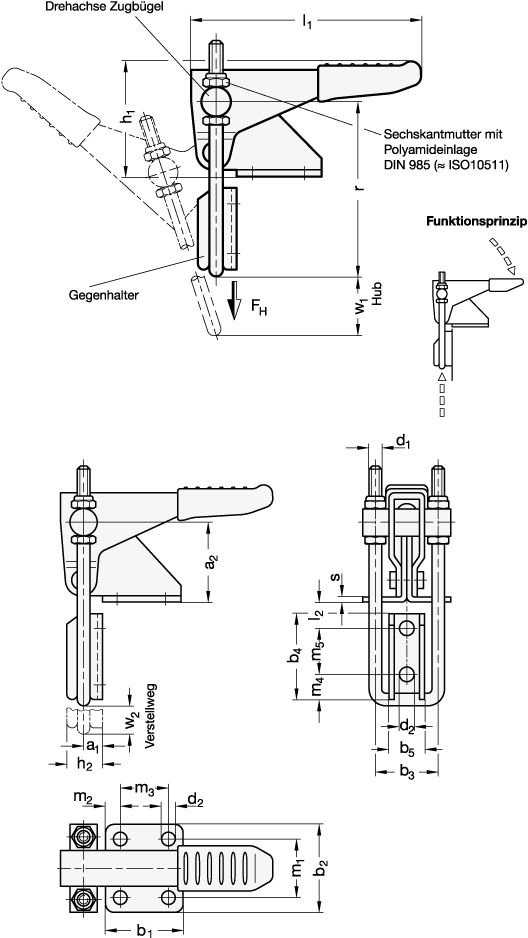 Edelstahl Verschlussspanner GN 851.1 Skizze