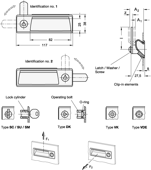 Latches with Gripping Tray GN 731.2 sketch