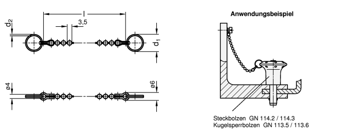 Edelstahl Kugelketten GN 111.5 Skizze