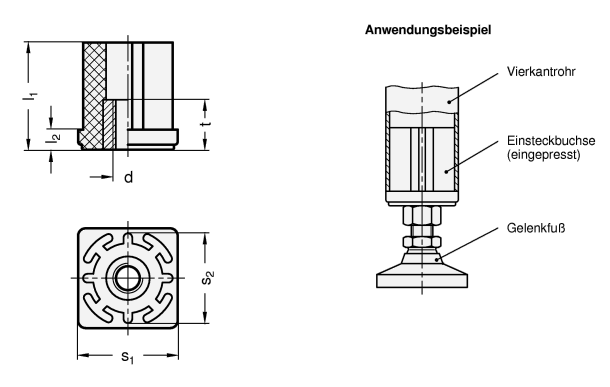 Einsteckbuchsen GN 348 Skizze