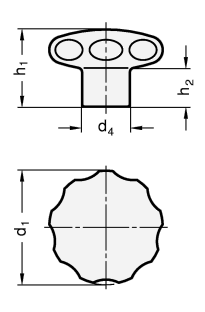 Stainless Steel Star Knobs matt shot blasted GN 5335 sketch