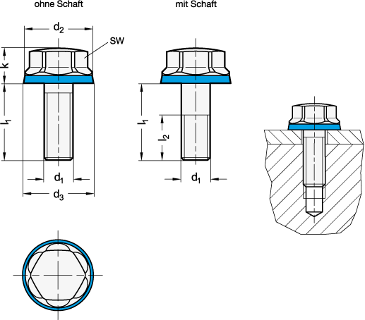 Edelstahl Schrauben GN 1581 Skizze