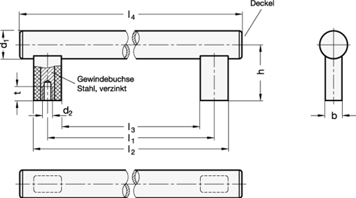 Rohrgriffe Montage von der Rueckseite GN 666 Skizze