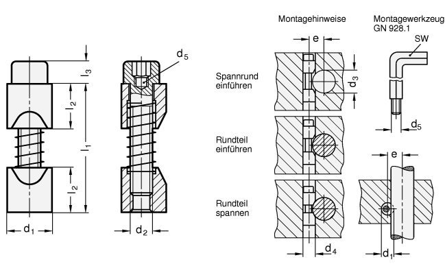 Klemmelemente Spannrund GN 928 Skizze