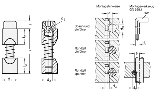 Klemmelemente Spannrund GN 928 Skizze