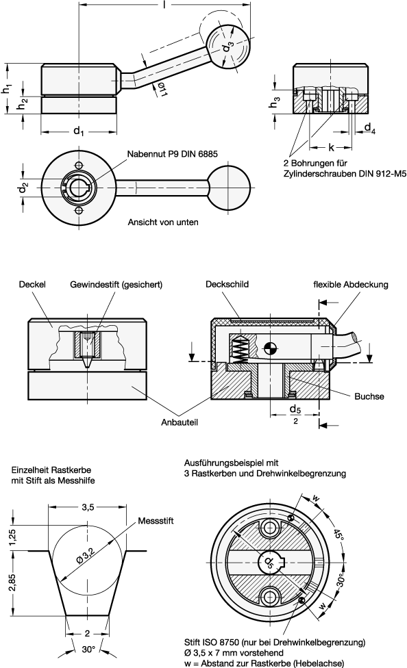 Rasthebel GN 215 Skizze