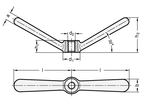 Doppelarmige Spannmuttern GN 206.1 Skizze