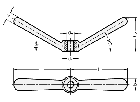 Doppelarmige Spannmuttern GN 206.1 Skizze