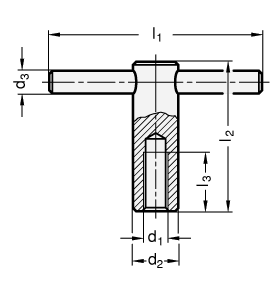 Knebelmuttern Stahl  brueniert DIN 6305 Skizze