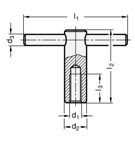 Knebelmuttern Stahl  brueniert DIN 6305 Skizze