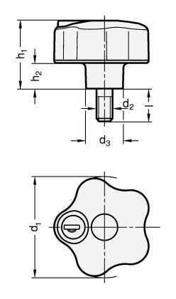 Sicherheits Sterngriffschrauben GN 5337.9 Skizze