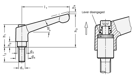 Adjustable Hand Levers GN 300.1 sketch