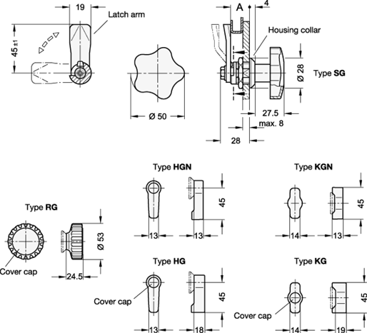 Stainless Steel Latches   GN 115 sketch