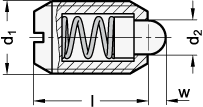 Federnde Druckstuecke Stahl  Edelstahl GN 615.1 Skizze