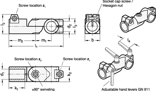 Swivel Clamp Connector Joints   GN 288 sketch