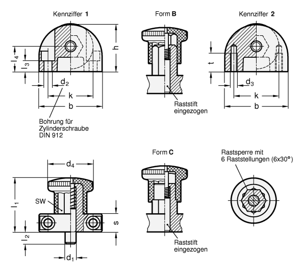 Rastbolzen GN 412 Skizze