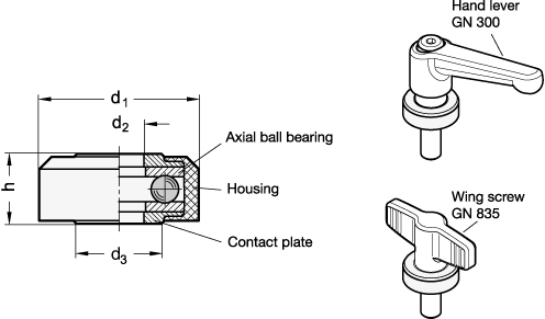 Washer Rings with Axial Ball Bearing GN 6344 sketch