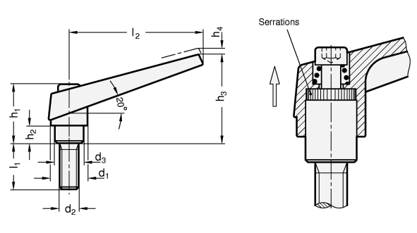 Adjustable Hand Levers GN 101.1 sketch