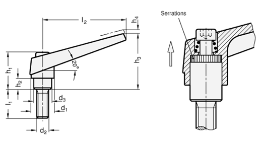 Adjustable Hand Levers GN 101.1 sketch