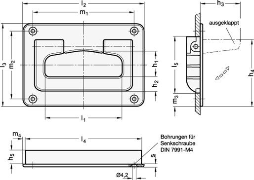 Schalen Klappgriffe Kunststoff GN 825.2 Skizze