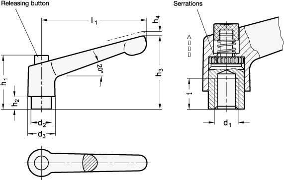 Adjustable Hand Levers GN 303.2 sketch