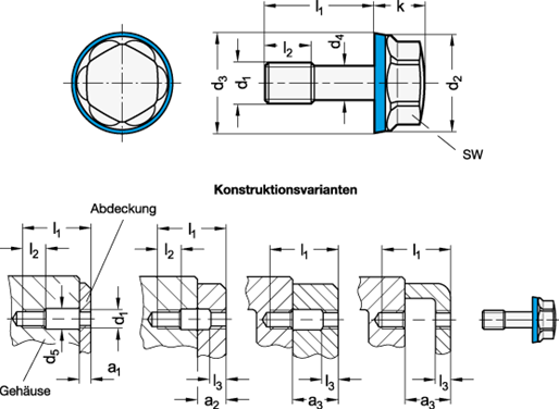 Edelstahl Schrauben GN 1582 Skizze