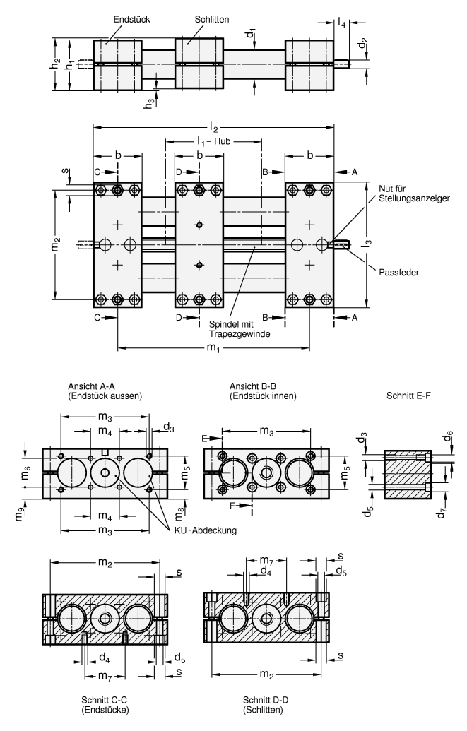 Doppelrohr Lineareinheiten GN 491 Skizze