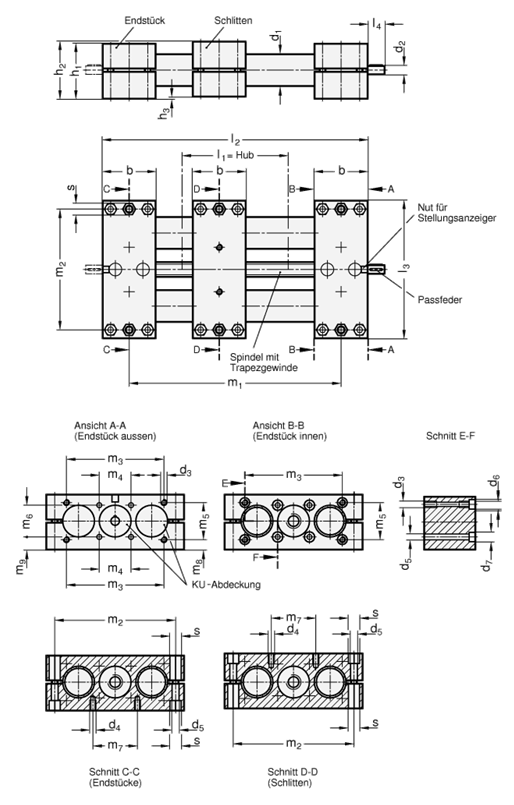 Doppelrohr Lineareinheiten GN 491 Skizze