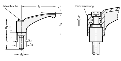 Verstellbare Klemmhebel GN 602.1 Skizze