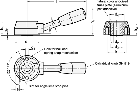 Gear Levers bushing steel  blackened GN 512 sketch