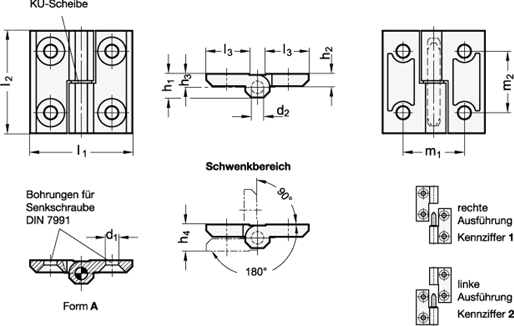 Edelstahl Scharniere GN 337 Skizze