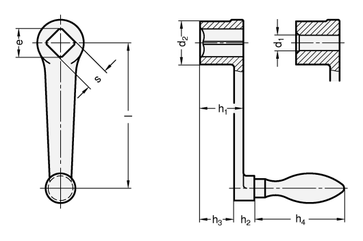 Cranked Handles plastic coated DIN 469 sketch