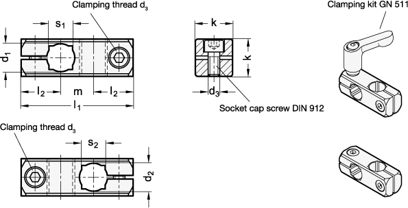 Two Way Mounting Clamps GN 474 sketch