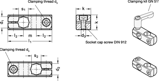 Two Way Mounting Clamps GN 474 sketch