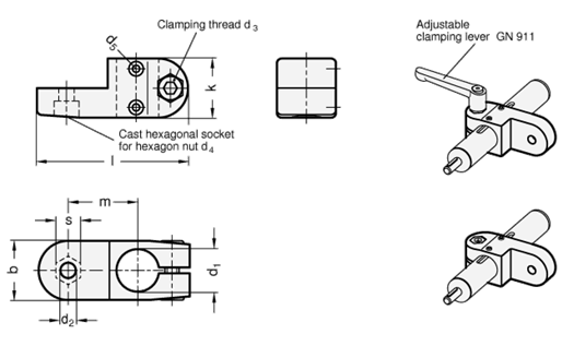Swivel Clamp Linear Actuator Connectors GN 273.1 sketch