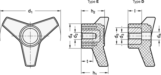 Three Lobed Knobs GN 5330 sketch