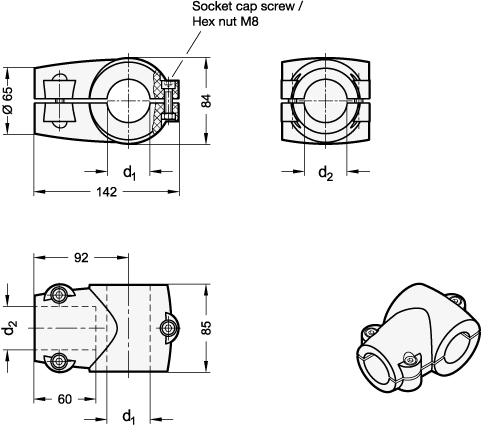 T Angle Connector Clamps GN 81 sketch