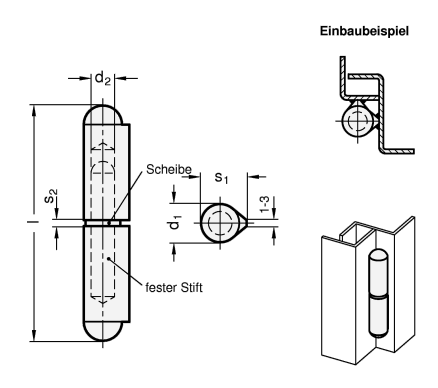 Edelstahl Scharniere GN 128.2 Skizze