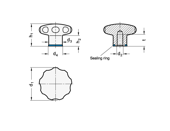 Stainless Steel Star Knobs GN 5435 sketch