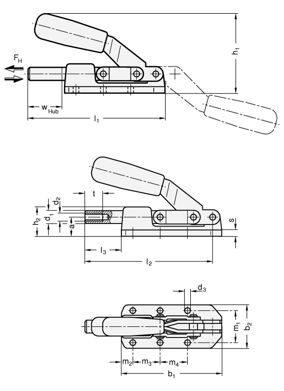 Schubstangen Spanner Messing  Stahl GN 842 Skizze