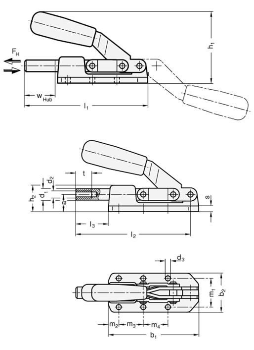 Schubstangen Spanner Messing  Stahl GN 842 Skizze