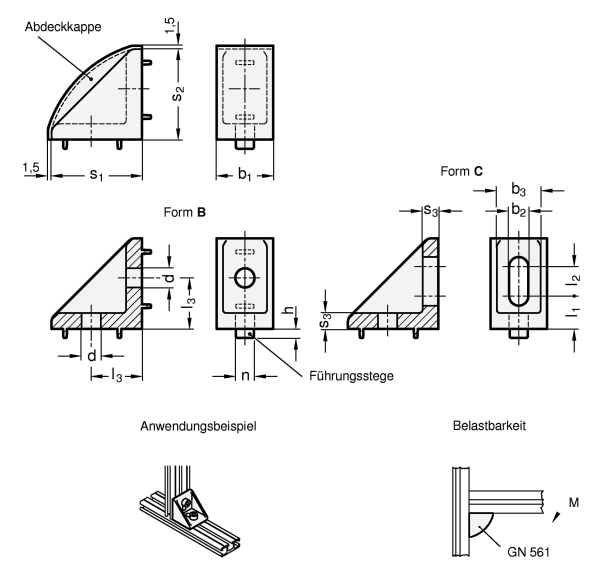 Befestigungswinkel GN 561 Skizze