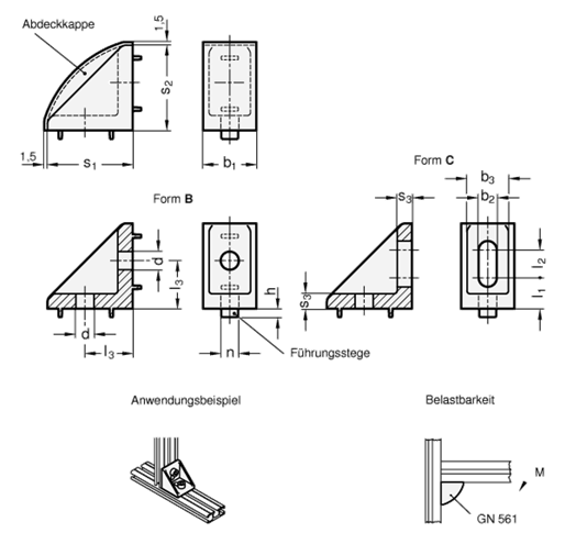 Befestigungswinkel GN 561 Skizze