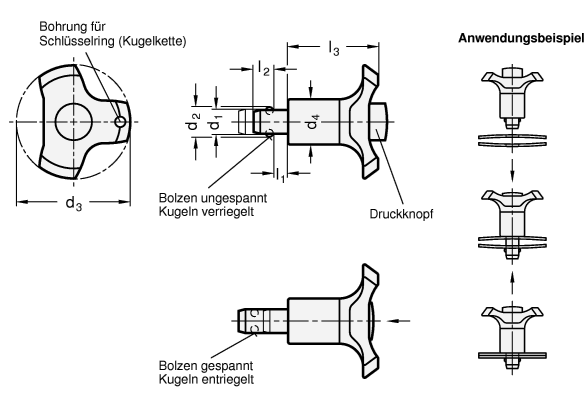 Edelstahl Kugelspannbolzen GN 113.1 Skizze