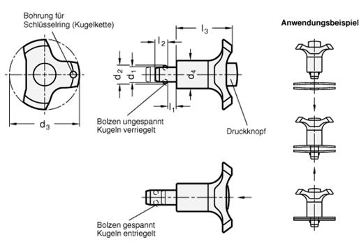 Edelstahl Kugelspannbolzen GN 113.1 Skizze