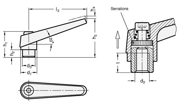 Adjustable Hand Levers GN 101 sketch