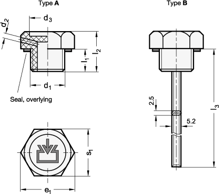 Threaded Plugs with without dipstick GN 747 sketch